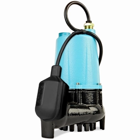 Little Giant BSC33T 1/3 HP, 115 Volt, 3000 GPH Automatic Submersible Cast Iron Sump/Effluent Pump with Piggy-back Tethered Float Switch and 10-Ft. Cord, Blue, 506255