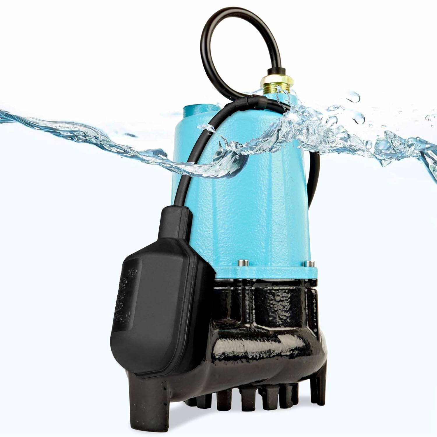Little Giant BSC33T 1/3 HP, 115 Volt, 3000 GPH Automatic Submersible Cast Iron Sump/Effluent Pump with Piggy-back Tethered Float Switch and 10-Ft. Cord, Blue, 506255