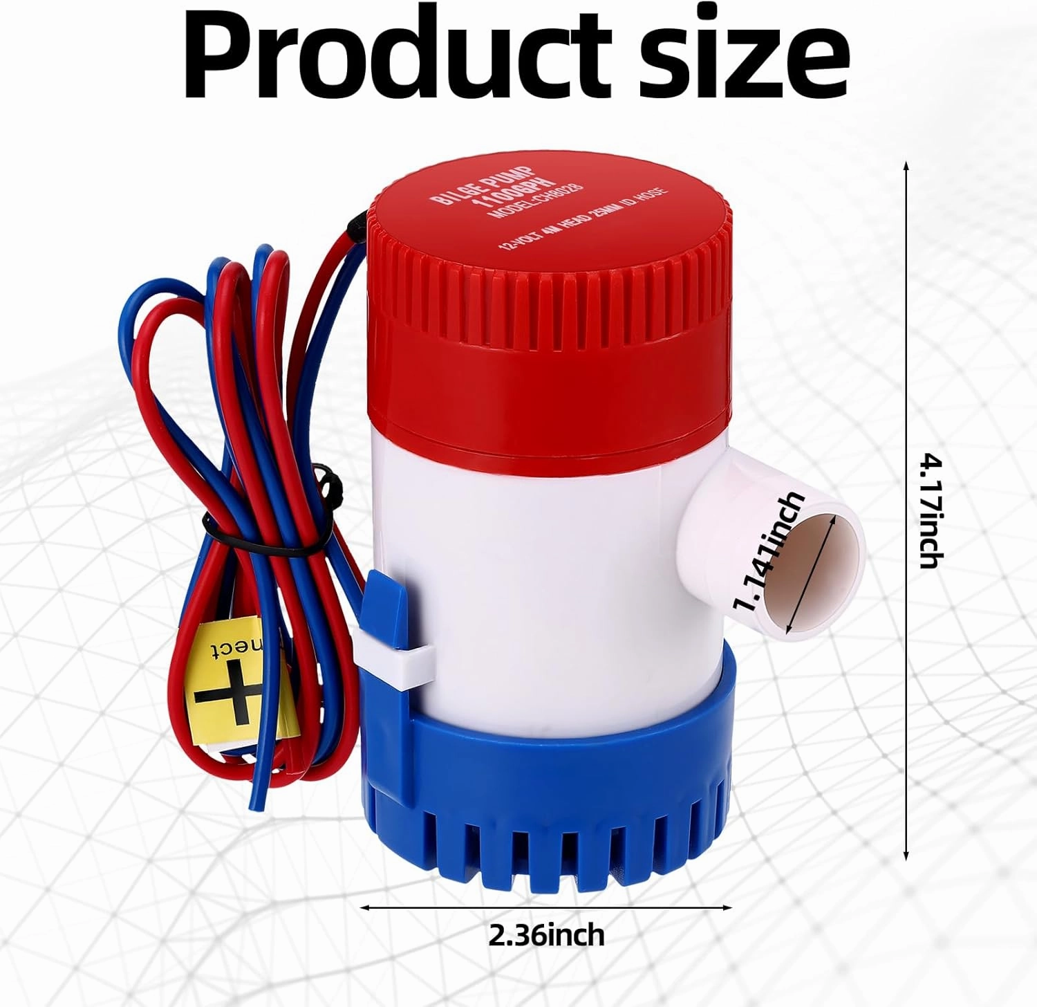 Lounsweer 5 Pcs Bilge Pump Plumbing Kit Including Electric 12v Boat Bilge Water Pump PVC 2 Hose Clamps ThruHull Fitting, 1-1/8-inch(1100gph,Blue)