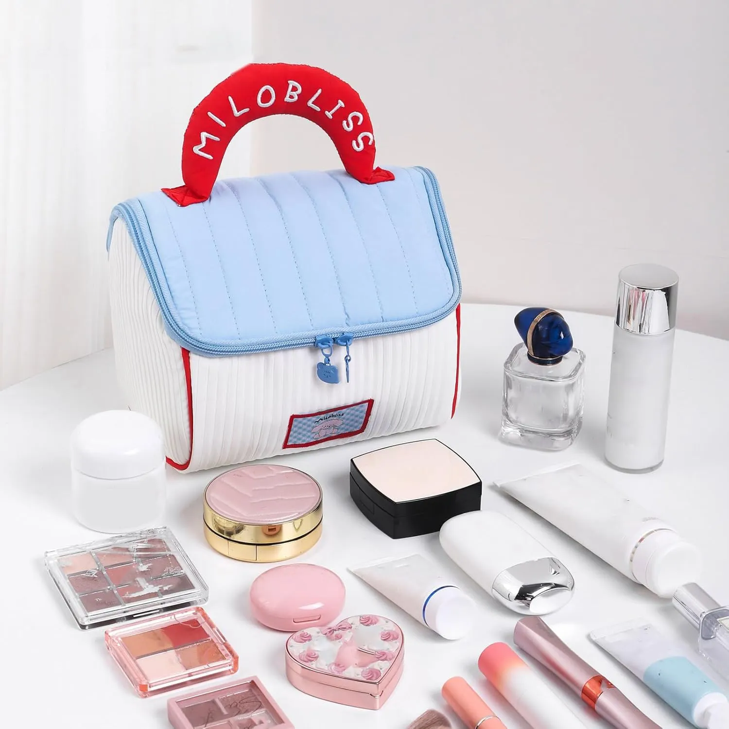Lovely House Makeup Bag Large Capacity Toiletry Bag Handheld Cosmetic Bag Skincare Storage Bag Travel Wash Bag for Woman, Purple, as the pic show