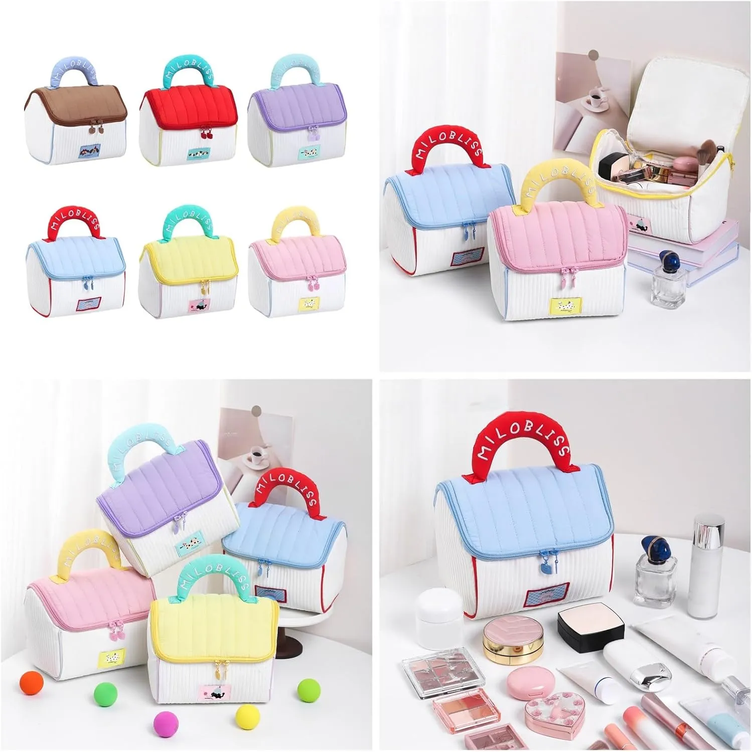 Lovely House Makeup Bag Large Capacity Toiletry Bag Handheld Cosmetic Bag Skincare Storage Bag Travel Wash Bag for Woman, Purple, as the pic show