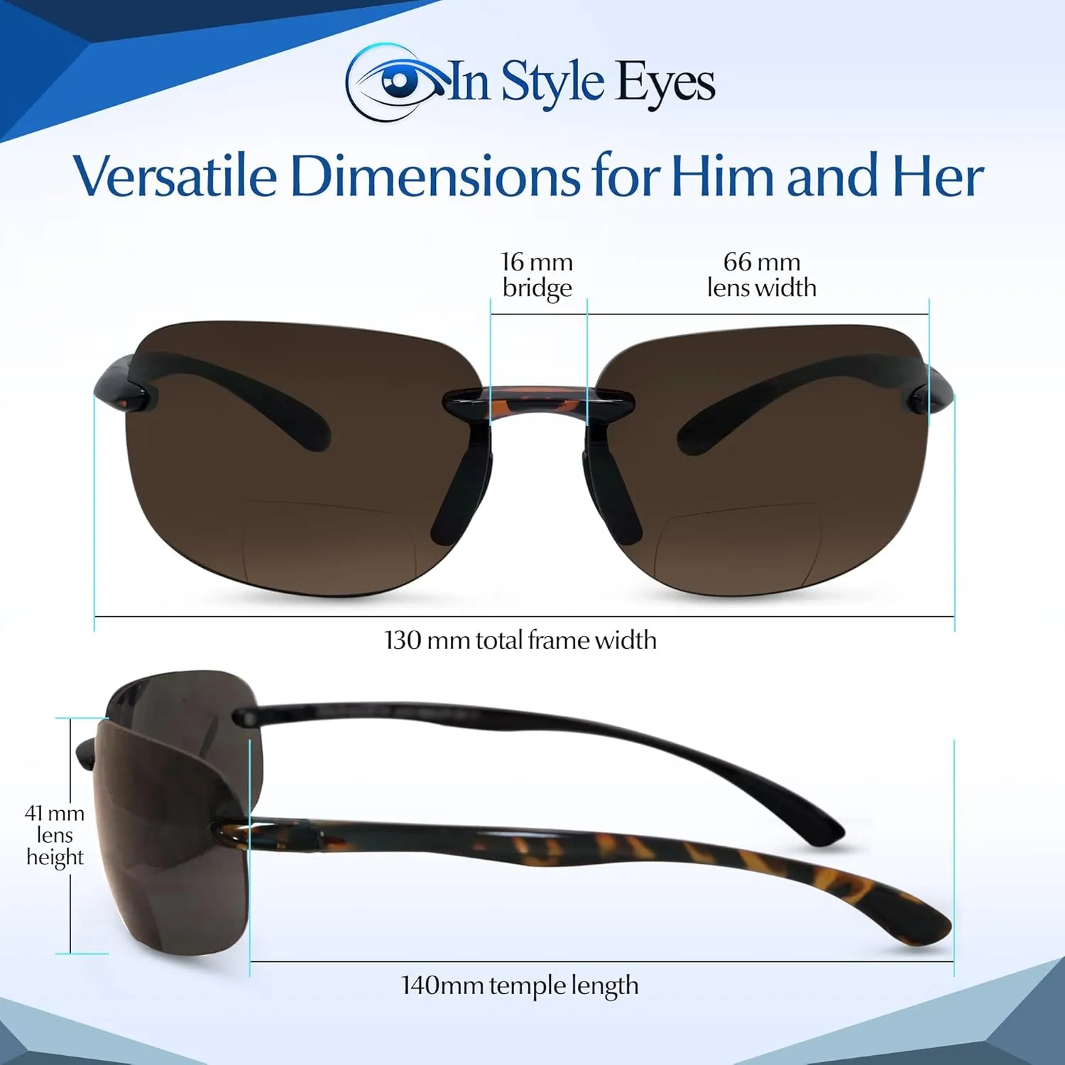 Lovin Mawi Bifocal Wrap Around Sunglasses, Polarized Reading Glasses Reduce Sun Glare, Near Invisible Line Lens, Tortoise, 2.5x