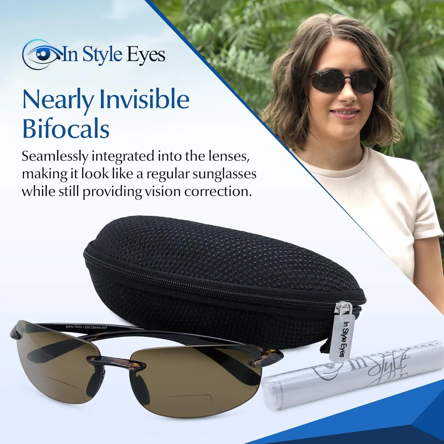 Lovin Mawi Bifocal Wrap Around Sunglasses, Polarized Reading Glasses Reduce Sun Glare, Near Invisible Line Lens, Tortoise, 2.5x