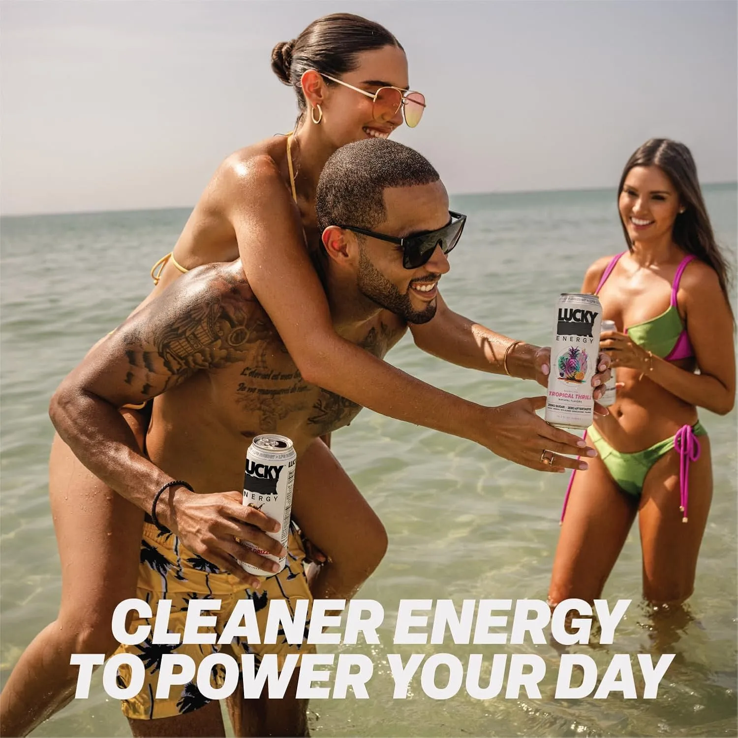 Lucky Energy Sugar Free Energy Drinks 16 Fl Oz Cans (12-Pack) Healthy Energy Drink. OG Luck with Maca, Ginseng, Taurine, Beta-Alanine, 200mg Caffeine