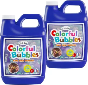 Lulu Home 2 Packs Bubble Concentrated Solution, 1 L/ 33.8 OZ Bubble Refill Solution for Kids Bubble Machine, Giant Bubble Wand, Bubble Blower Toys, Birthday Party Favors (Dark Blue Bottle)