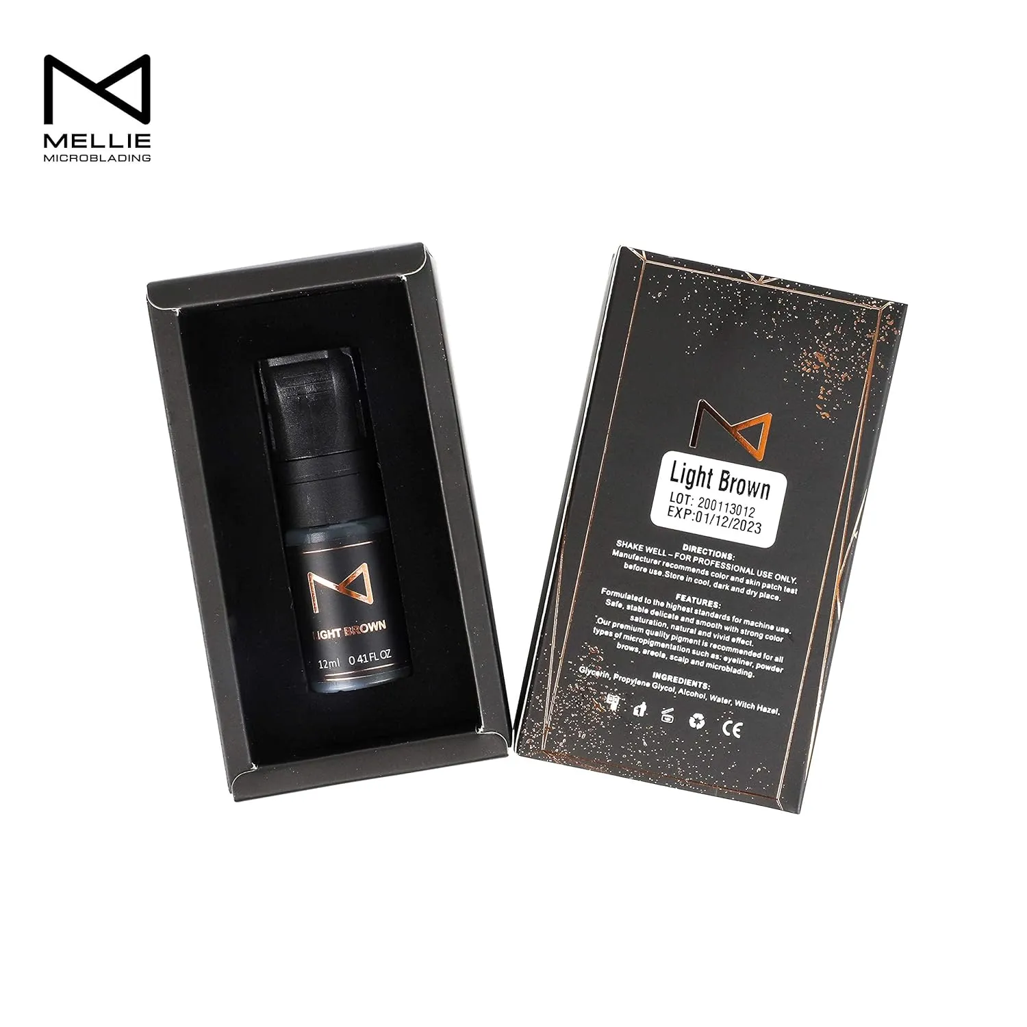 M Cosmetic LIQUID Pigment For Eyebrow Powder Brows, Nano Brow, Shading Permanent Makeup, Microblading - Machine Use - No Mixing - For Professionals Only -12ml (Light Brown)
