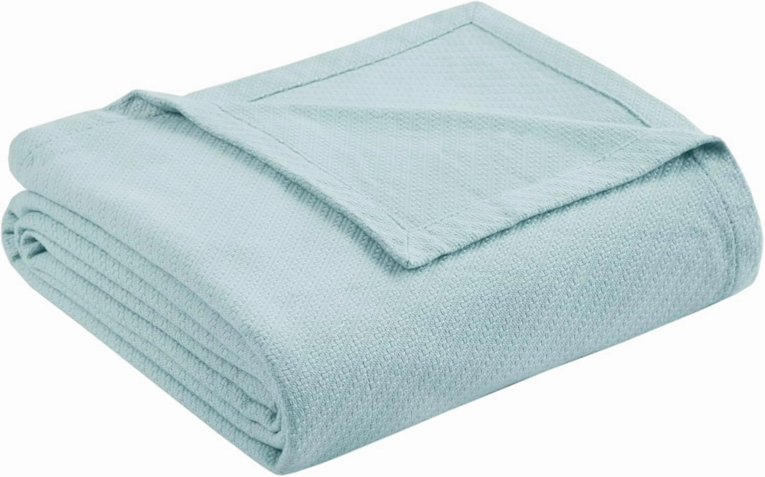 Madison Park Liquid Cotton Luxury Blanket Premium Soft Cozy 100% Ring Spun Cotton For Bed , Couch or Sofa, King, Light Blue