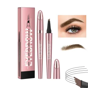 Magic Eyebrow Pencil, 2024 New 4 Fork Tip 3D Microblading Waterproof Eyebrow Pencil, Natural Long-Lasting Fine Stroke Microblading Eyebrow Pencil, Eyebrow Makeup Contouring Pen (Light Brown)
