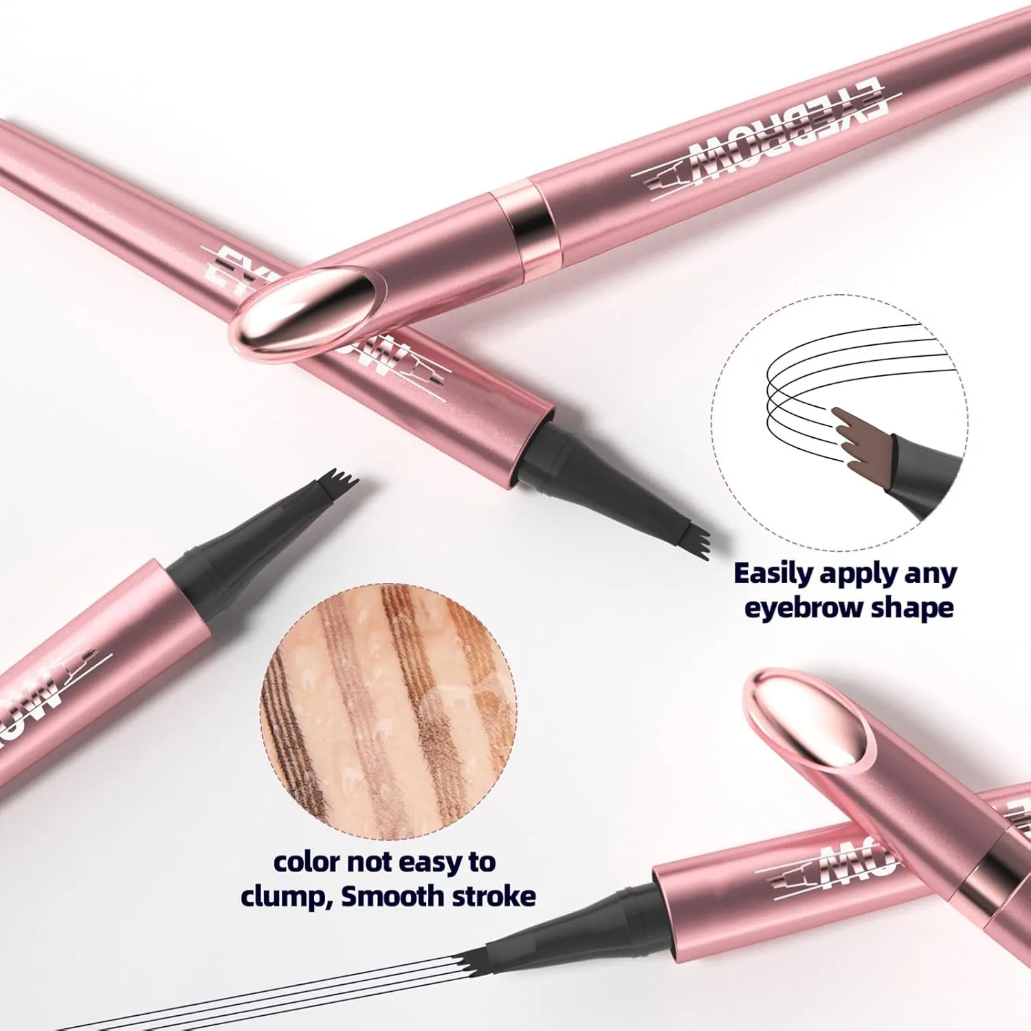 Magic Eyebrow Pencil, 2024 New 4 Fork Tip 3D Microblading Waterproof Eyebrow Pencil, Natural Long-Lasting Fine Stroke Microblading Eyebrow Pencil, Eyebrow Makeup Contouring Pen (Light Brown)