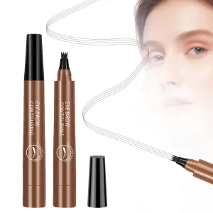 Magic Eyebrow Pencil, 4 Head Split Waterproof Long lasting Wild Eyebrow Pencil, Waterproof Microblading Eyebrow Pen, Brows Eyebrow Pen (Dark Brown)