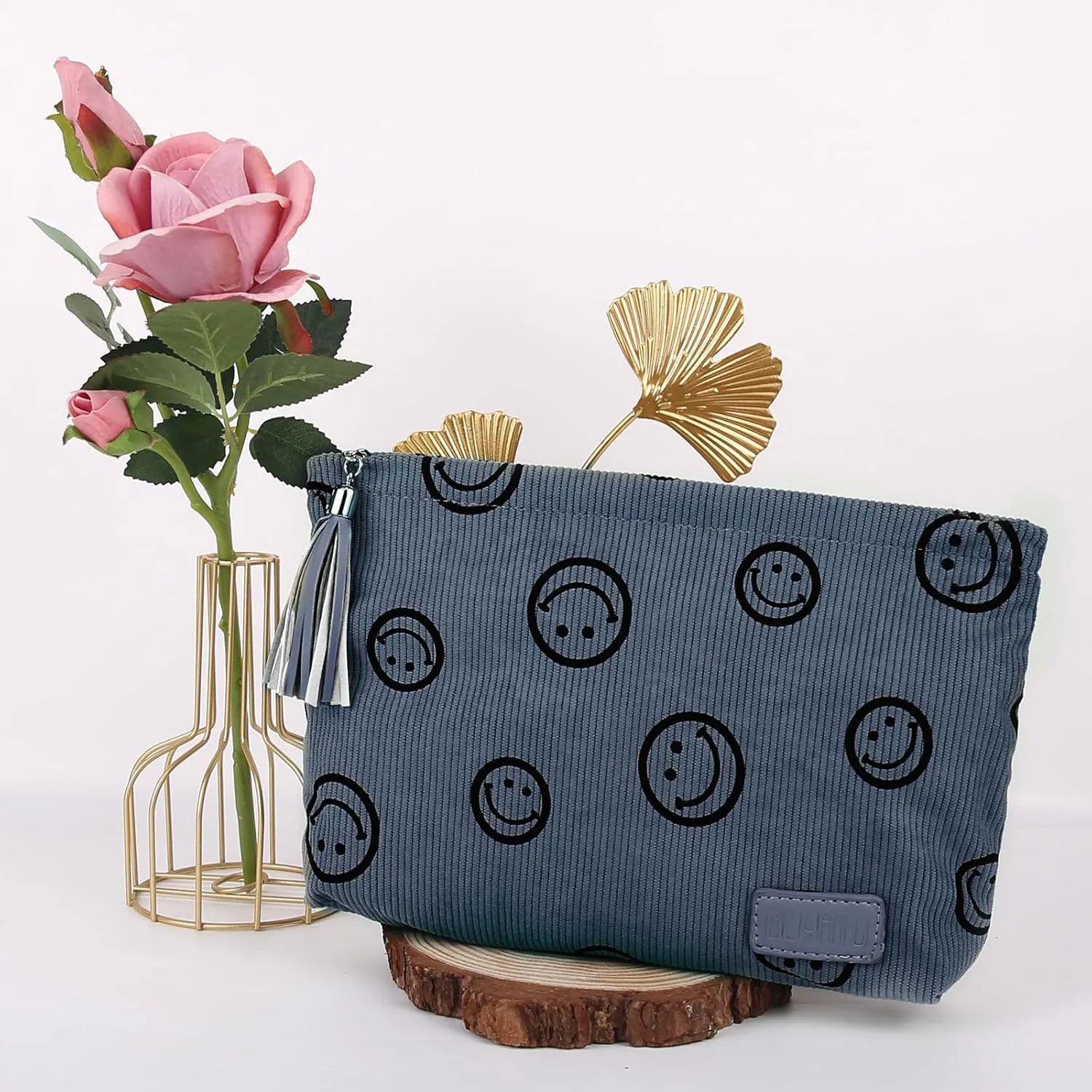 Makeup Bag Small Cosmetic Pouch: Cosmetic Bag for Purse - Cute Make up Bags with Tassel - Gifts for Teen Girl (03-Dark Blue)
