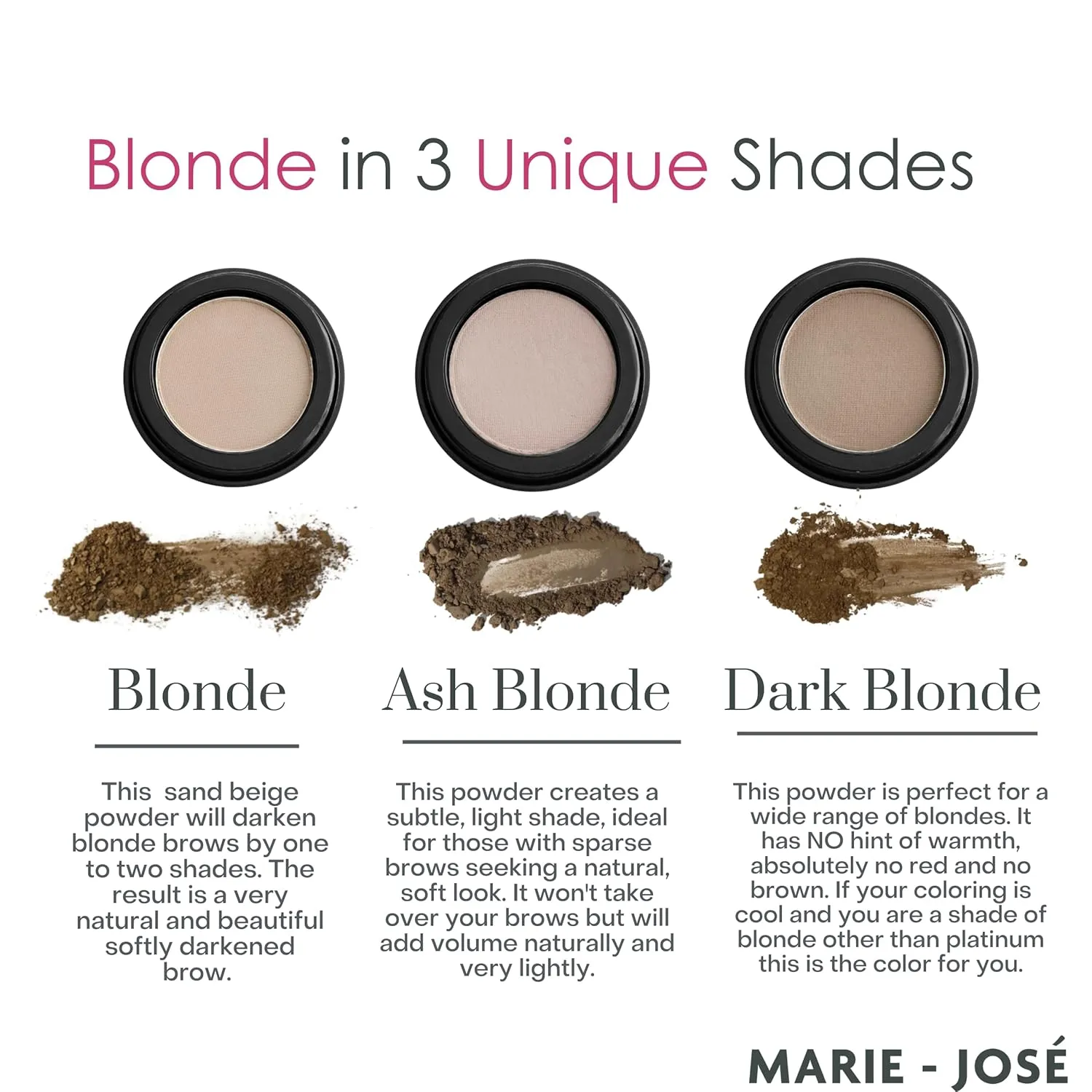 Marie-José & Co Blond Eyebrow Powder with a Soft Finish for Naturally Looking Brows all Day