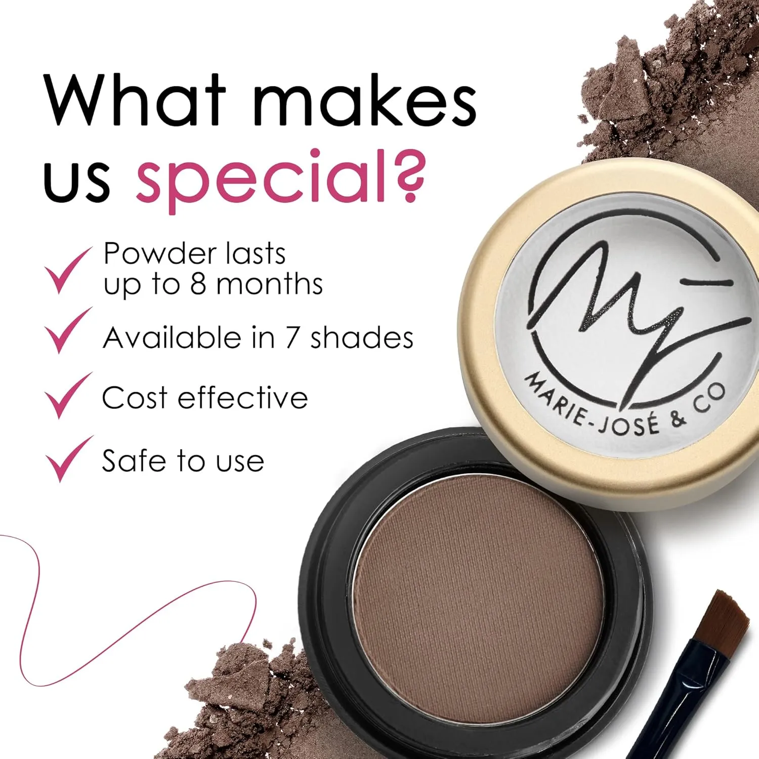 Marie-José & Co Medium Brown Eyebrow Powder - Perfect eyebrows, powder smooth!