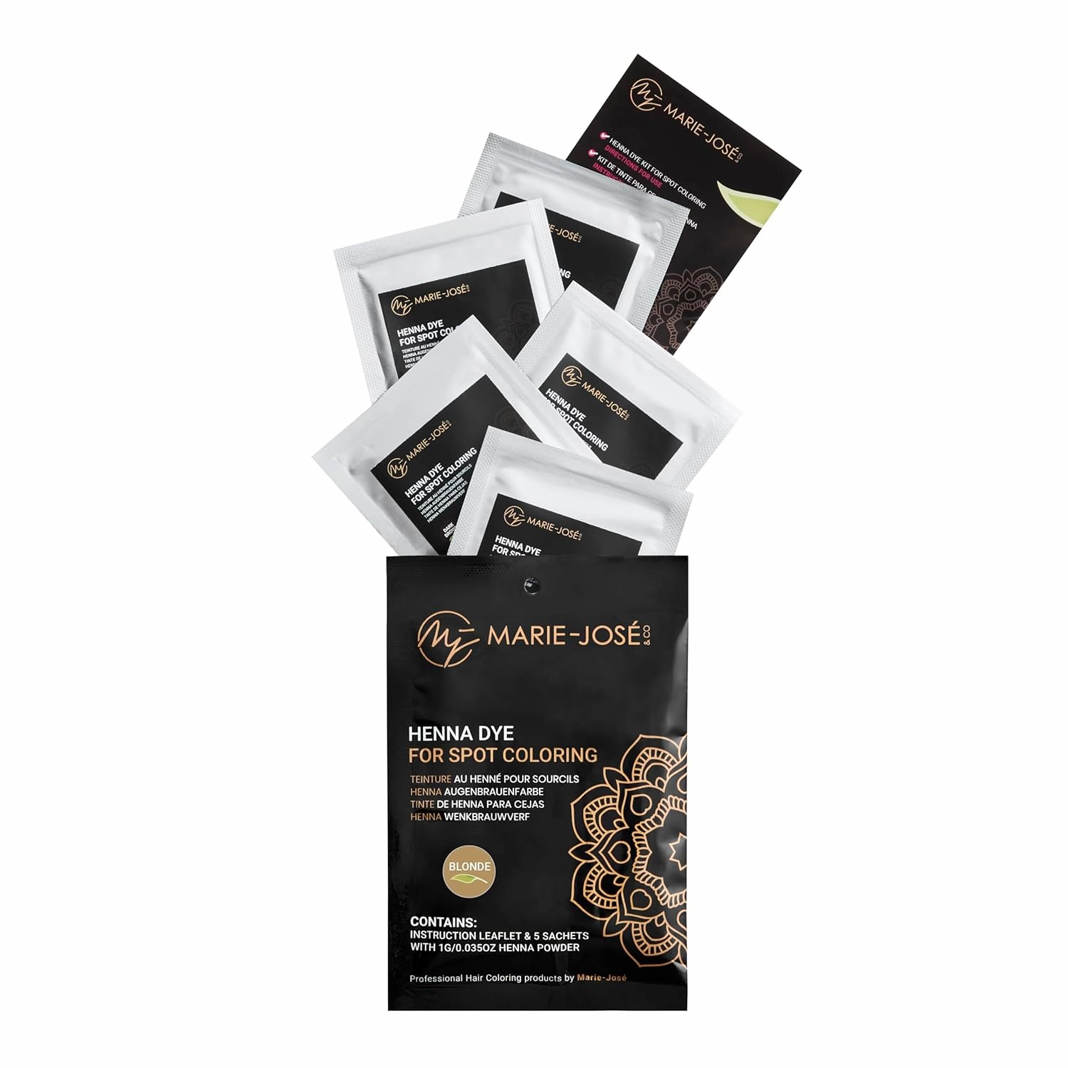 Marie-José Henna Dye - Professional Henna Tint for Spot Coloring - Covers Grey Hair - Root Touch Up - Good for 50 Applications (Grey Brown)