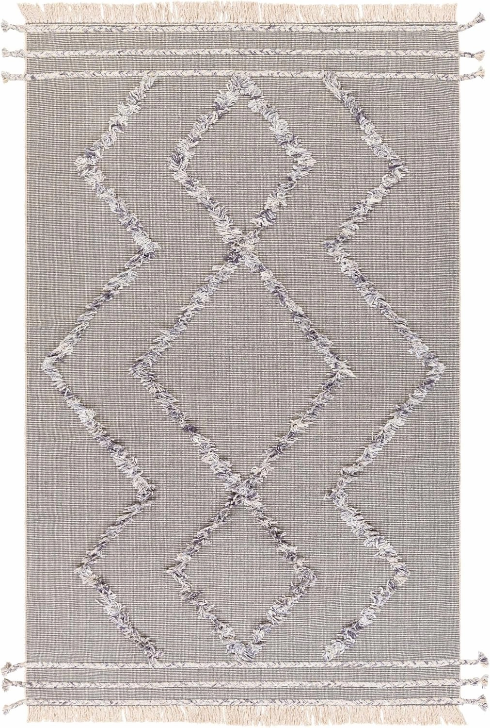 Mark&Day Area Rugs, 8x10 Overheek Global Grey Area Rug, Blue White Grey Carpet for Living Room, Bedroom or Kitchen (8' x 10')