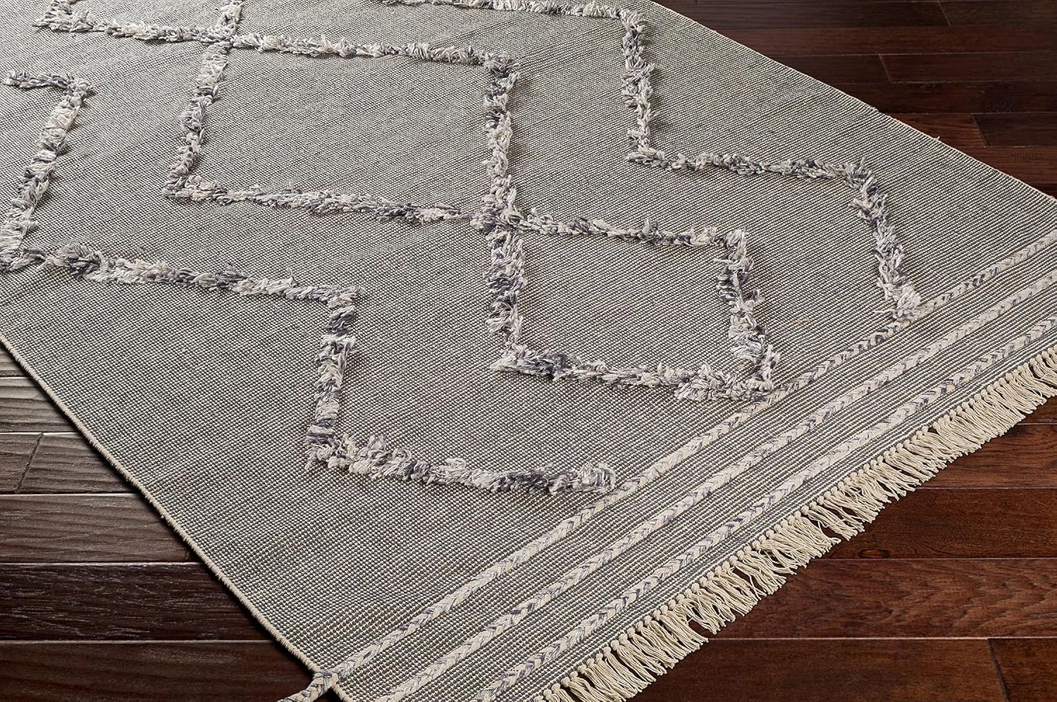 Mark&Day Area Rugs, 8x10 Overheek Global Grey Area Rug, Blue White Grey Carpet for Living Room, Bedroom or Kitchen (8' x 10')