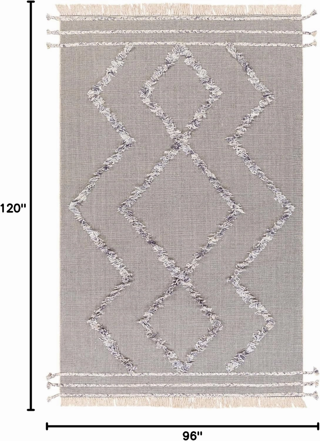Mark&Day Area Rugs, 8x10 Overheek Global Grey Area Rug, Blue White Grey Carpet for Living Room, Bedroom or Kitchen (8' x 10')