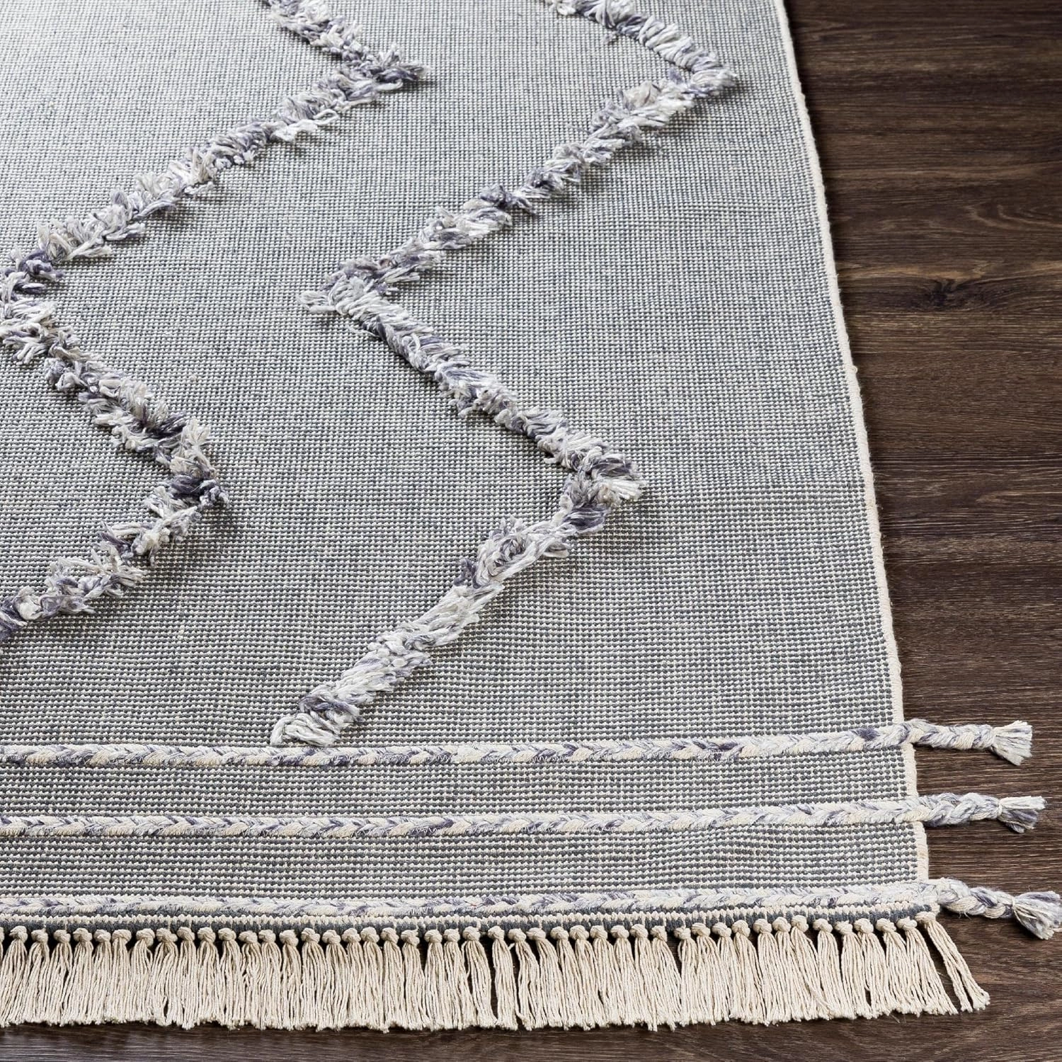 Mark&Day Area Rugs, 8x10 Overheek Global Grey Area Rug, Blue White Grey Carpet for Living Room, Bedroom or Kitchen (8' x 10')
