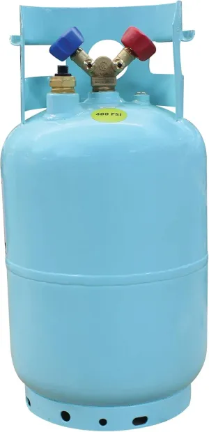 Mastercool 67010 30 lb Refrigerant Recovery Cylinder with Float Switch, DOT-Approved, 1/2" Acme Connections, HP295 Steel, Blue (No Refrigerant Included)