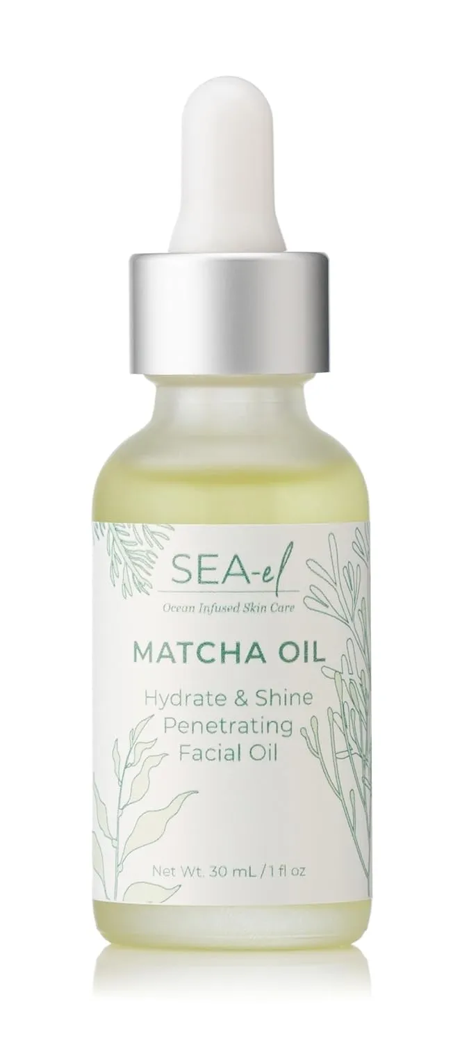 Matcha Face Oil Skincare - Hydrating Glow Green Tea & Sea Kelp Facial Oil Blend - Calming & Deeply Penetrating Antioxidant-Rich Moisturizer for Women & Men, Vegan, All Skin Types - 1 Fl Oz