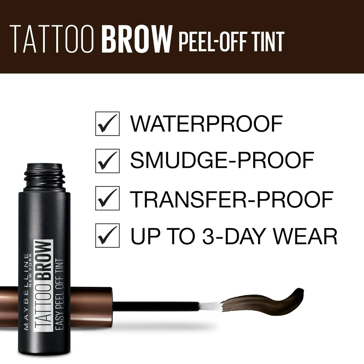 Maybelline New York Brow Tattoo Longlasting Tint, Dark Brown, 4.9 ml