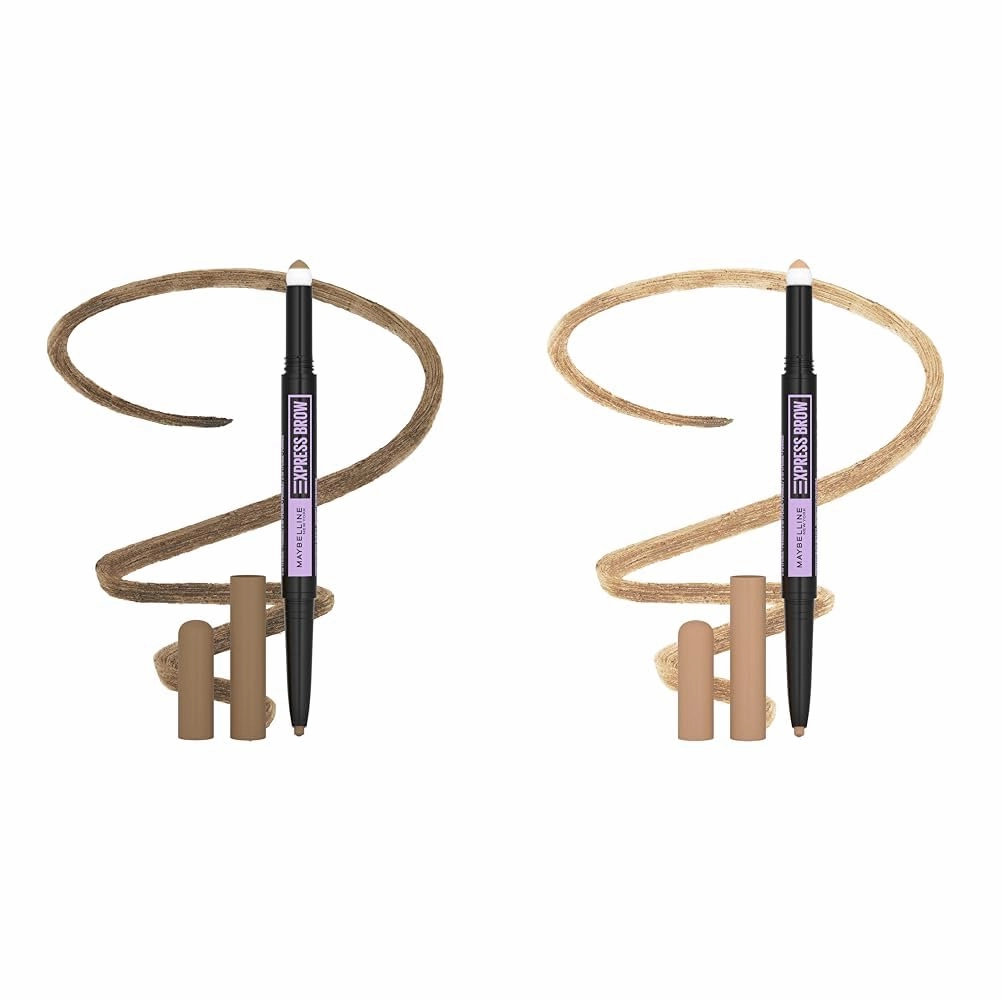 Maybelline Express Brow 2-In-1 Blonde & Light Blonde Pencil and Powder Eyebrow Makeup, 1 Count Each