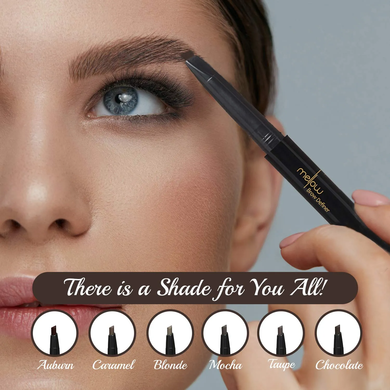 Mellow Cosmetics Brow Definer Eyebrow Pencil | Triangular Tip, Non Greasy, Long Lasting & Easy To Glide | Brow Defining Pen | Professional Eyebrow Makeup | Cruelty Free, Vegan & Paraben Free - Mocha