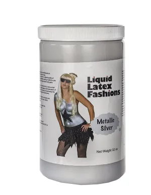 Metallic Silver 32 Fl Oz - Liquid Latex Face and Body Paint, Ammonia Free, Cosplay, Nail Art, Shimmering Finish Paint for Arts and Crafts