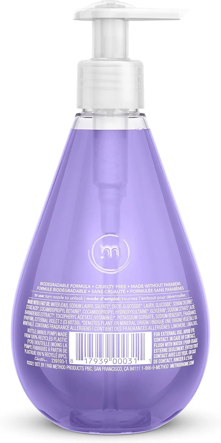 Method Gel Hand Wash, French Lavender, Biodegradable Formula, 12 fl oz (Pack of 3)