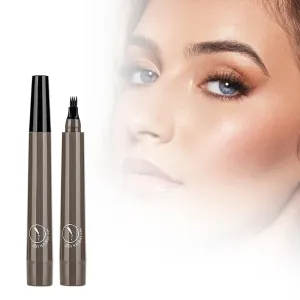 Microblading Eyebrow Pencil 2Pcs, Magic Eyebrow Tattoo Pencil with 4 Fork Tip, Waterproof Brow Pencil with Micro-Fork Tip, Natural Fine Stroke Eyebrow Pen (Grey)