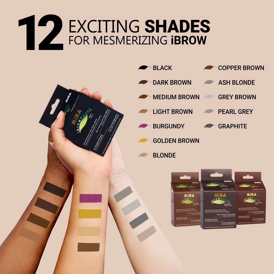 Mina ibrow Hair Color Light Brown |Natural Spot coloring Hair Tinting Powder with brow Nourishing Oil For Professional, Water and Smudge Proof | No Ammonia, No Lead with 100% Gray Converge