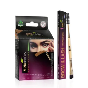MinaiBrow Light Brown Brow Tinting Powder with Duo Angled Brush | Water & Smudge Proof Instant Dye, 100% Gray Converge