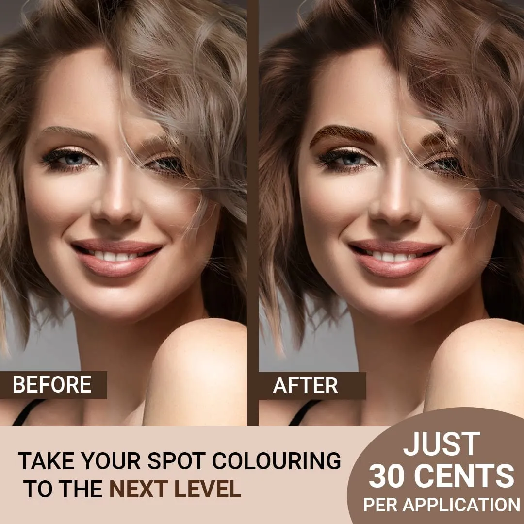 MinaiBrow Medium Brown Natural Brow Coloring Tinting Powder | Smudge Proof Instant Dye Kit with Duo Angled Brush
