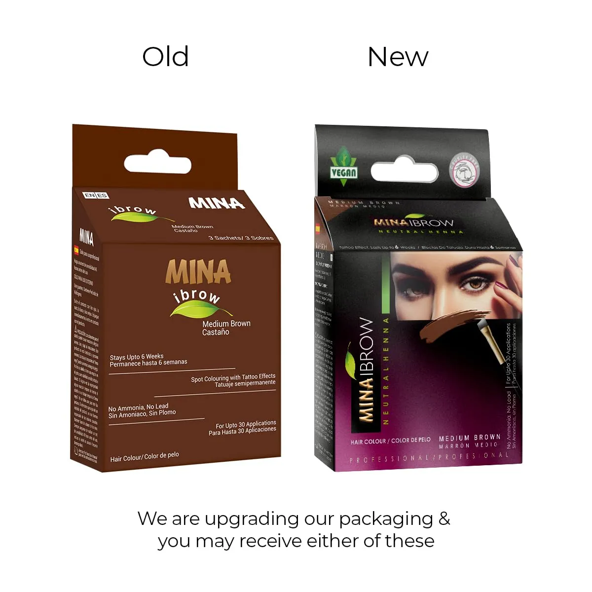 MinaiBrow Medium Brown Natural Brow Coloring Tinting Powder | Smudge Proof Instant Dye Kit with Duo Angled Brush