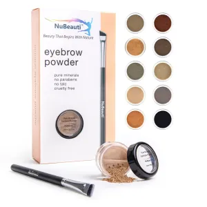 Mineral Eyebrow Powder by NuBeauti - Natural Brow Makeup Kit with Angled Contour Brush for Precision Sculpting to Color Eyebrows Precisely for Beautiful Perfect Brows (Warm Blonde)