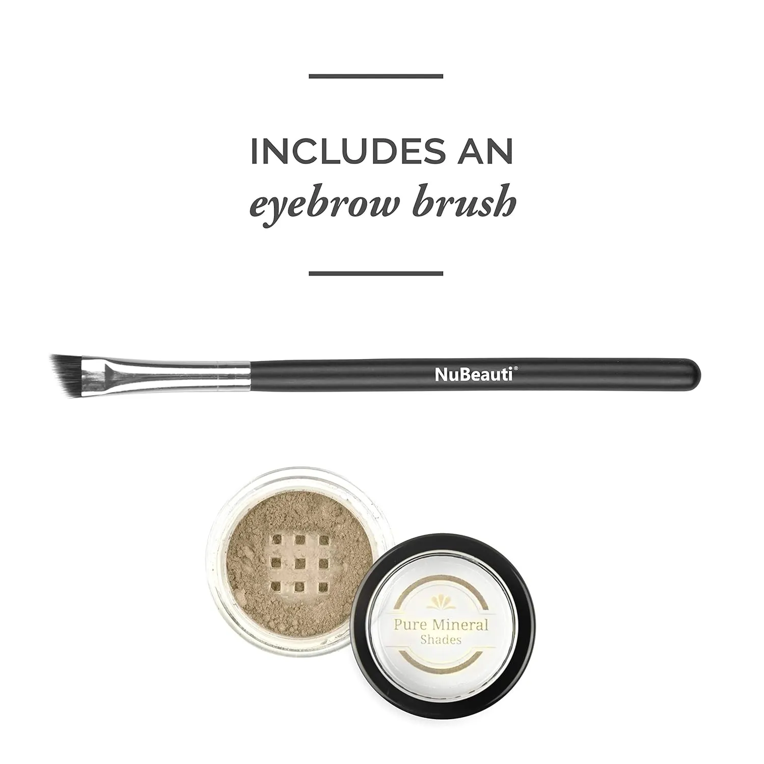 Mineral Eyebrow Powder by NuBeauti - Natural Brow Makeup Kit with Angled Contour Brush for Precision Sculpting to Color Eyebrows Precisely for Beautiful Perfect Brows (Warm Blonde)