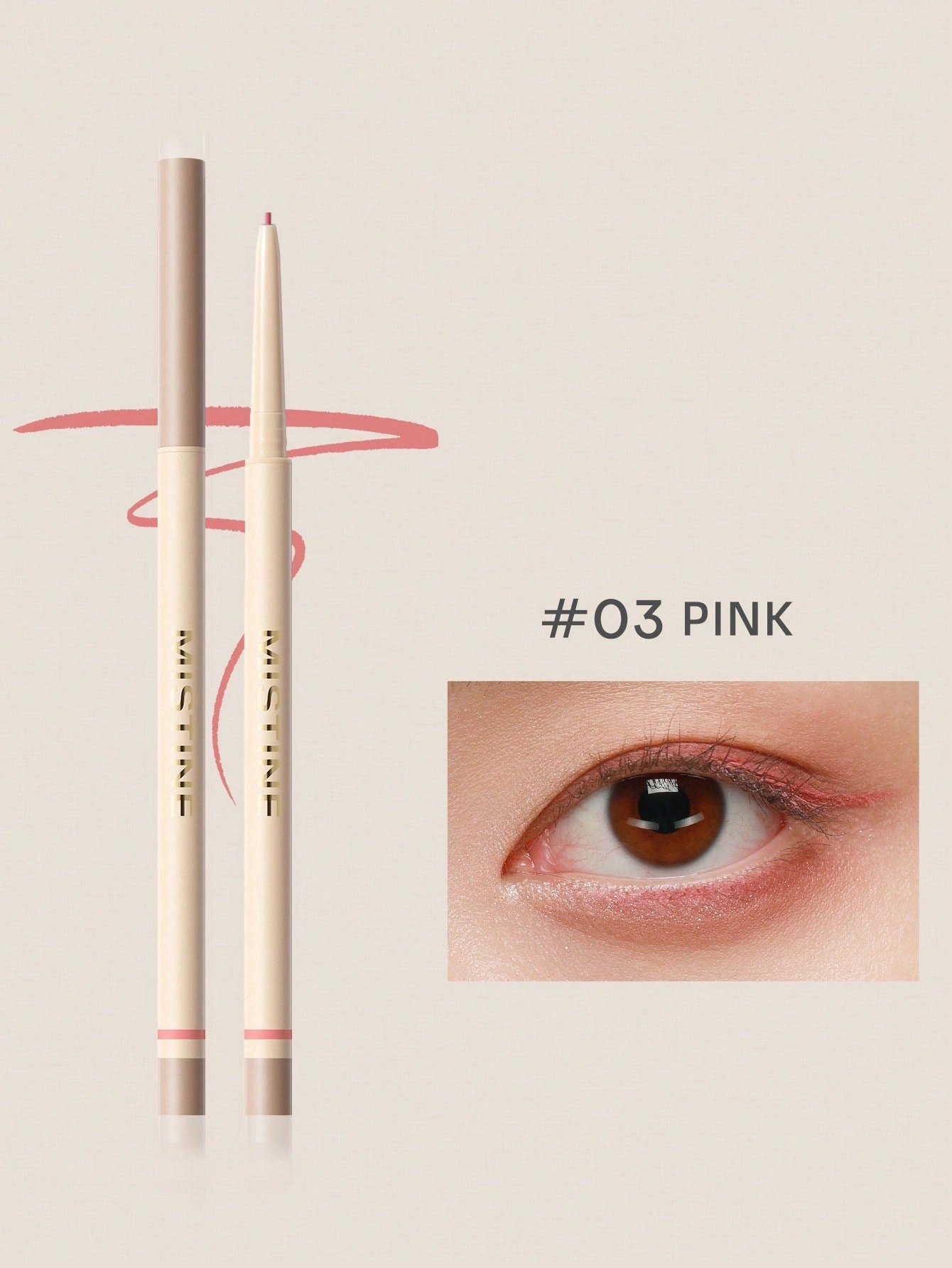 MISTINE Pencil Eyeliner, Super Stay Eye Makeup, Waterproof, Smudgeproof, Longwearing With Ultra-Fine Tip, 0.05g 1 Pack
