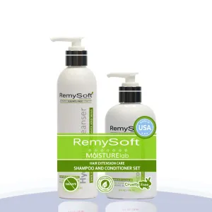 Moisturelab Hydrating Cleanser & Recovery Cream Duo - Safe for Hair Extensions, Weaves and Wigs - Salon Formula Shampoo and Conditioner Combo - Gentle Sulfate-free Lather