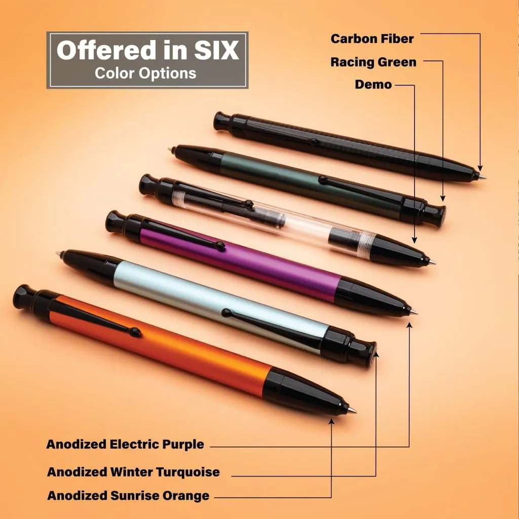 Monteverde Engage One-Touch Liquid Ink Rollerball Pen, Anodized Sunrise Orange - Retractable, Medium Point, Capless - Smooth Fountain Pen Ink with Rollerball Control