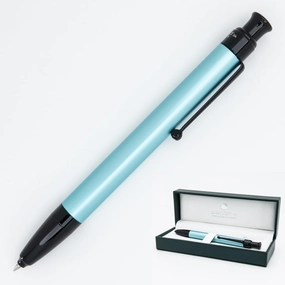 Monteverde Engage One-Touch Liquid Ink Rollerball Pen, Anodized Winter Turquoise - Retractable, Medium Point, Capless - Smooth Fountain Pen Ink with Rollerball Control