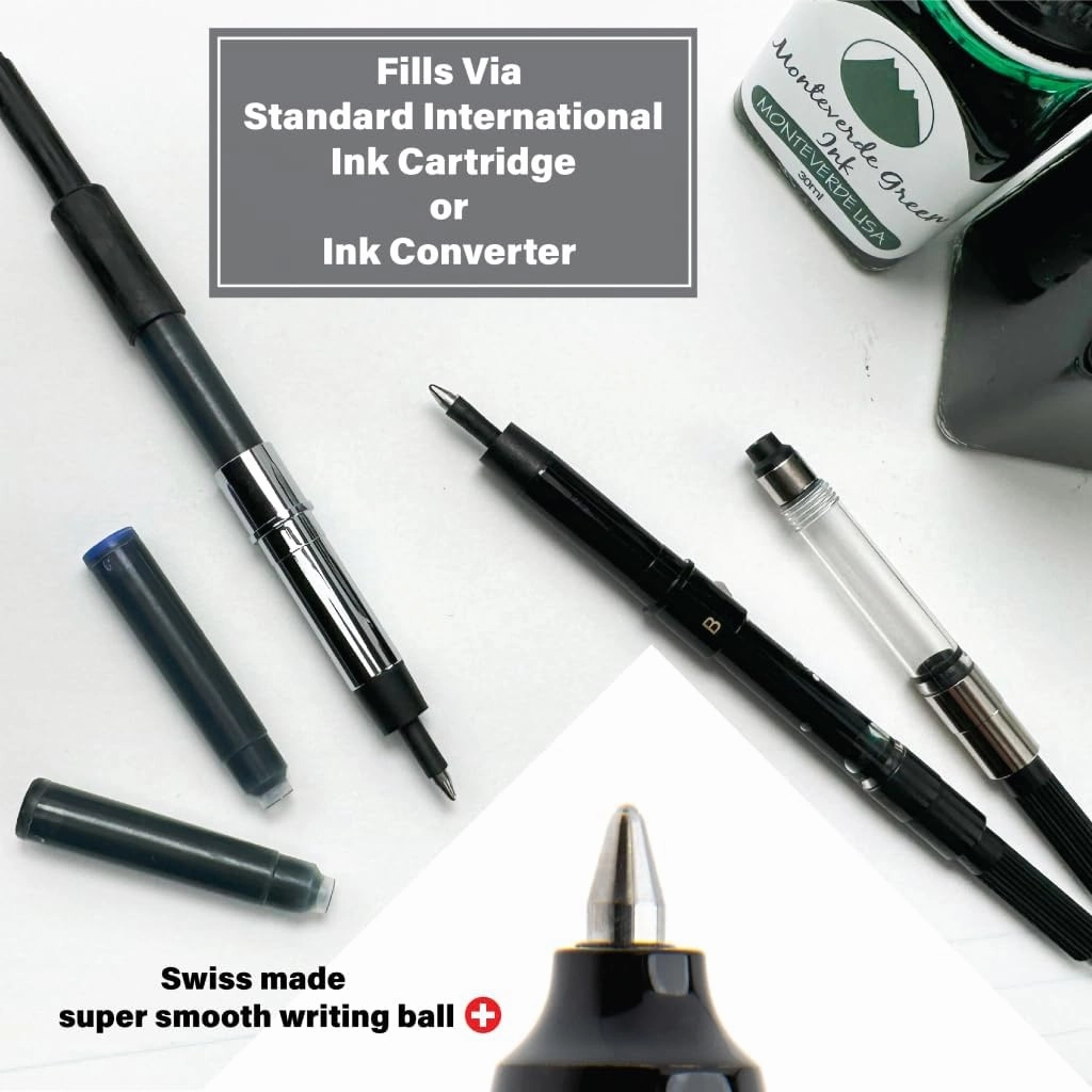 Monteverde Engage One-Touch Liquid Ink Rollerball Pen, Anodized Winter Turquoise - Retractable, Medium Point, Capless - Smooth Fountain Pen Ink with Rollerball Control