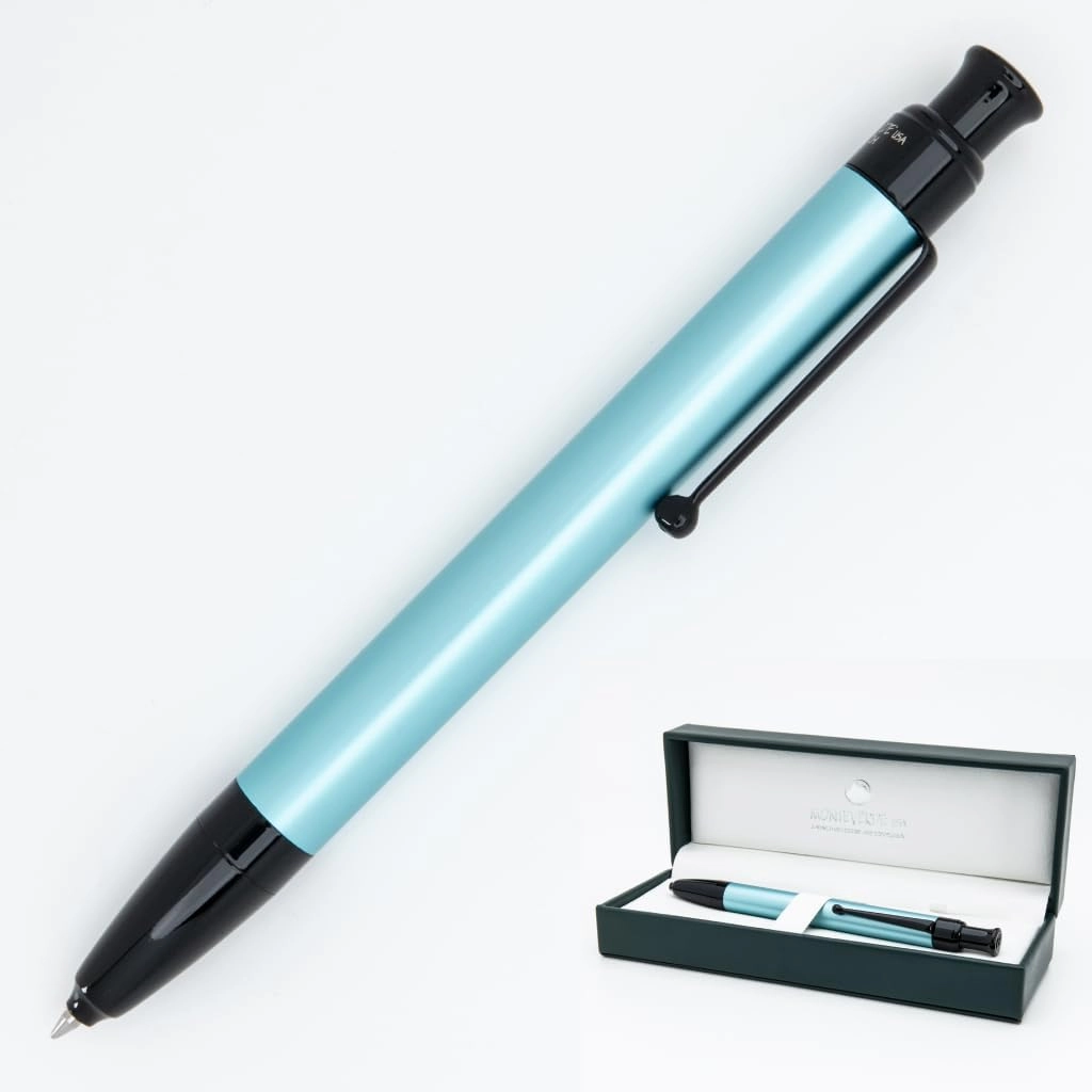 Monteverde Engage One-Touch Liquid Ink Rollerball Pen, Anodized Winter Turquoise - Retractable, Medium Point, Capless - Smooth Fountain Pen Ink with Rollerball Control