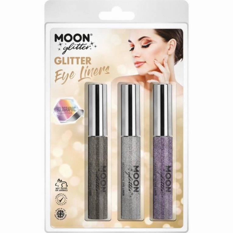 Moon Glitter Holographic Glitter Eye Liner, Black, Silver, Purple