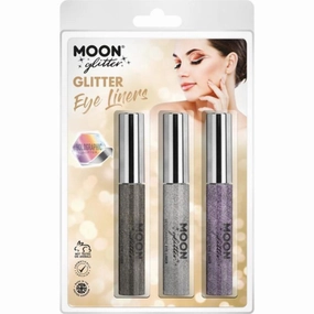 Moon Glitter Holographic Glitter Eye Liner, Black, Silver, Purple