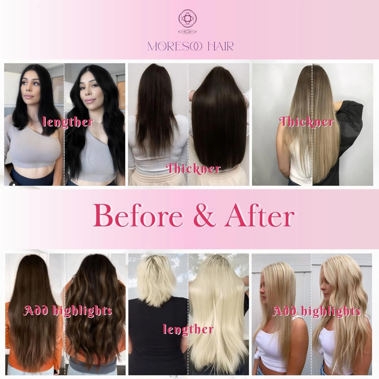 Moresoo Nano Tip Hair Extensions Real Human Hair Dark Brown Nano Ring Remy Hair Extensions Long Straight 20 inch 50g/50s