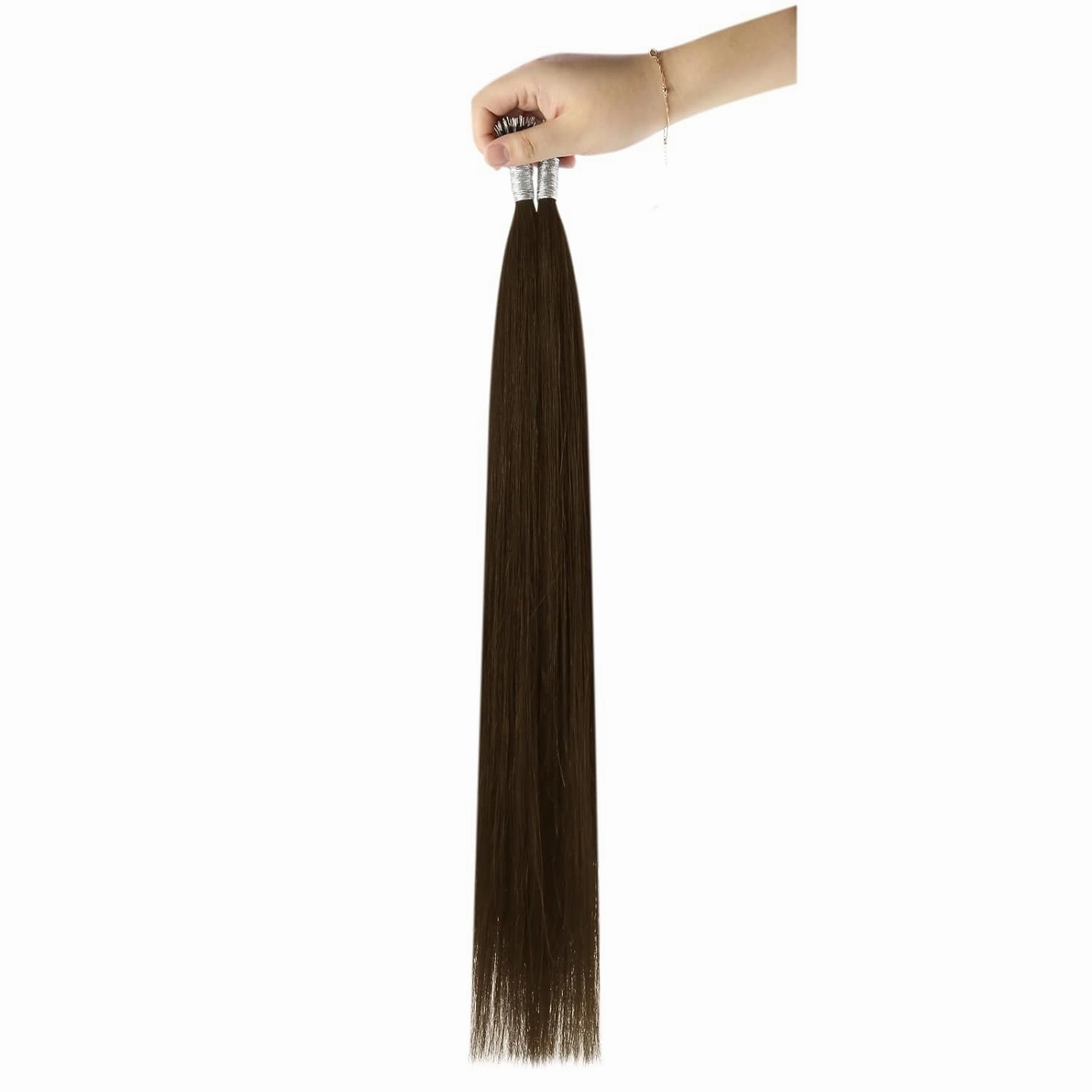 Moresoo Nano Tip Hair Extensions Real Human Hair Dark Brown Nano Ring Remy Hair Extensions Long Straight 20 inch 50g/50s