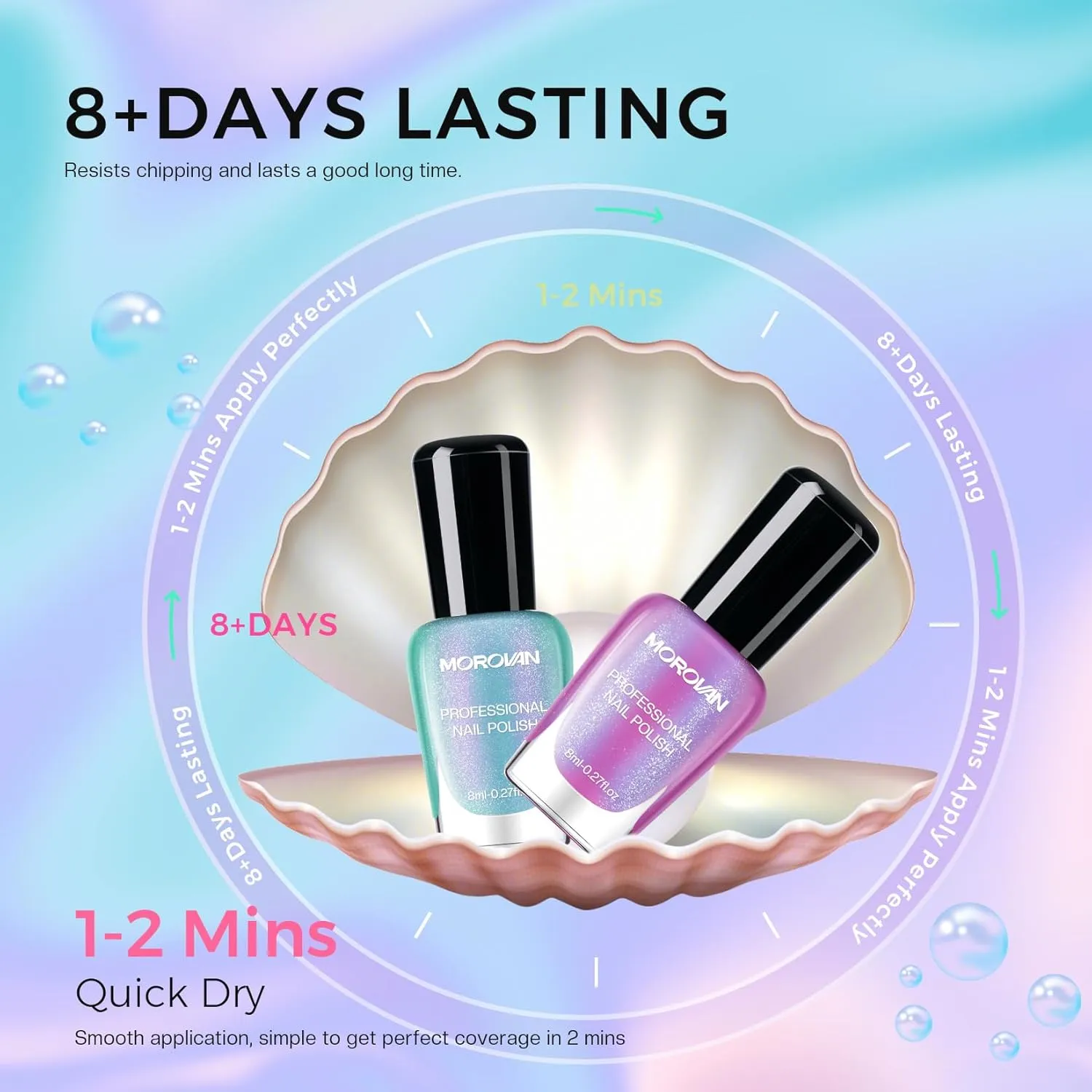 Morovan Pearl Nail Polish Set: Glitter Mermaid Iridescent Polish 2025 Mini Shimmer Pink Green Blue Nude Coral Cream Summer Manicurist nail polish for Women Girls Gift