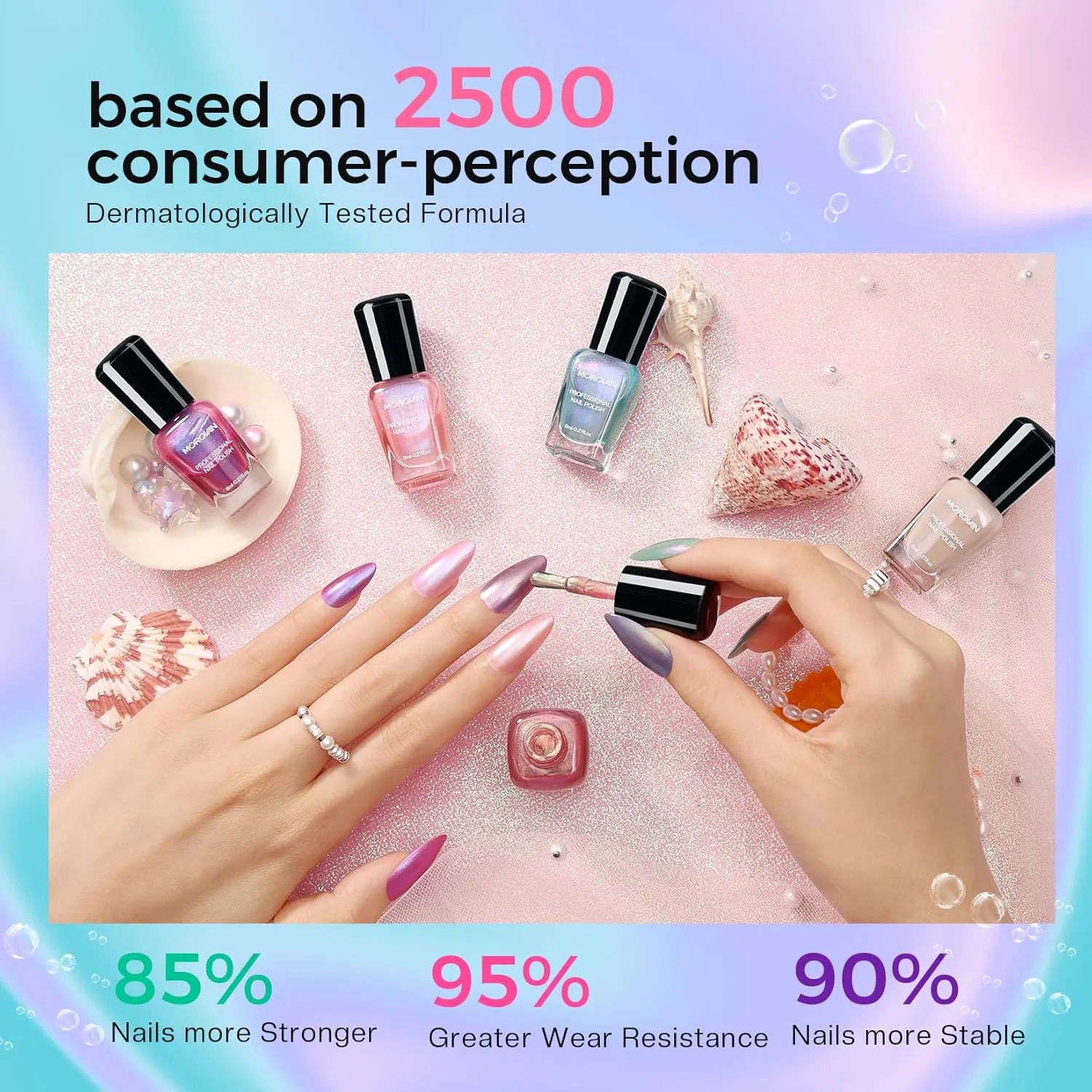 Morovan Pearl Nail Polish Set: Glitter Mermaid Iridescent Polish 2025 Mini Shimmer Pink Green Blue Nude Coral Cream Summer Manicurist nail polish for Women Girls Gift