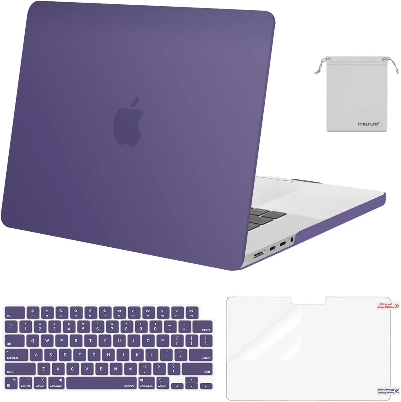 MOSISO Compatible with MacBook Pro 16 inch Case 2025 2024 2023 2022 2021 M4 M3 M2 M1 A3403 A3186 A2991 A2780 A2485 Pro Max, Plastic Hard Shell&Keyboard Cover&Screen Film&Storage Bag, Imperial Purple