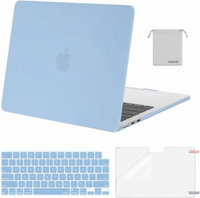 MOSISO Compatible with MacBook Air 13 inch Case 2025 2024 2023 2022 M4 A3240 M3 A3113 M2 A2681, Plastic Hard Shell&Keyboard Cover&Screen Film&Pouch for MacBook Air 13.6 inch Case, Air Blue